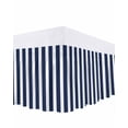 thumbnail image 1 of Navy Blue Striped Bed Skirt King Size, Modern Farmhouse Blue White Stripes Wrap Around Bed Skirting with Adjustable Elastic Strap, Dust Ruffled Pleated Bedskirts 18 Inch Drop for Bedroom King Beds, 1 of 9