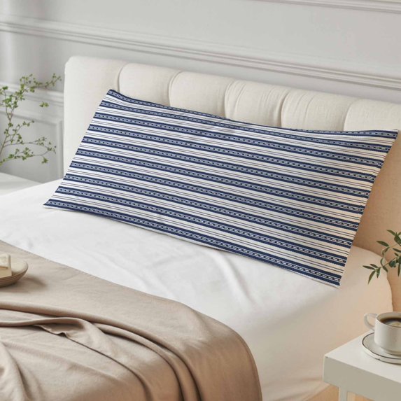 Navy Blue Striped Body Pillow Cover, Pillowcase Protectors with Zipper, Breathable Decorative Throw Pillow Case Cover, Farmhouse Striped Geometric Art Pillow Shams for Couch Sofa 20x60Inch