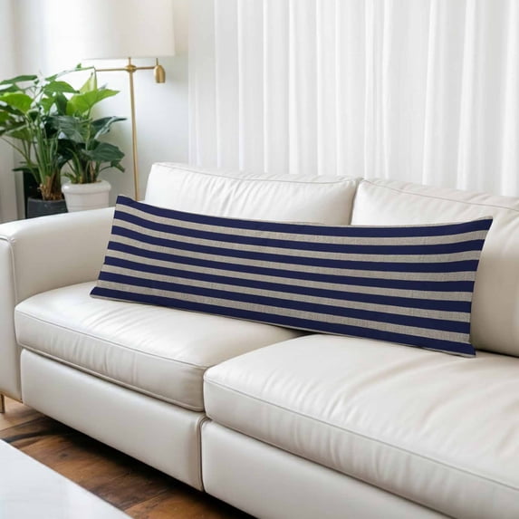 Navy Blue Striped Body Pillow Covers 20"x54", Farmhouse Country Minimalist Stripes Soft Brushed Microfiber Breathable Throw Pillow Covers, Decorative Pillowcase with Zipper for Sofa Couch Bedroom