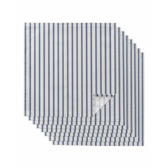 Navy Blue Striped Cloth Napkins Washable Set of 8, Navy Blue White Stripes Farmhouse Reusable Dinner Table Napkins Cloth Bulk for Weddings Kitchen Restaurants Hotel Events Parties 20 x 20 Inch