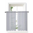 thumbnail image 1 of Navy Blue Striped Curtains 54 Inch Length, Sheer Curtains for Bedroom Living Room Window Navy Blue White Stripes Farmhouse Rod Pocket Voile Drapes Kitchen Curtains Small Half Window 42"x54" 2 Panels, 1 of 7