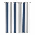 thumbnail image 1 of Navy Blue Striped Kitchen Curtains 84 Inch Length, Geometric Grey White Vertical Stripes Grommet Top Bedroom Living Room Curtains, Light Filtering Cafe Curtain Drapes 2 Panels Set 84''x84'', 1 of 9