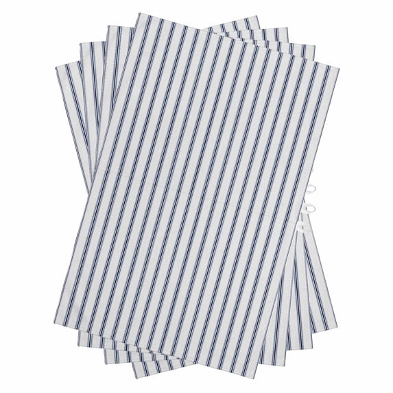 Navy Blue Striped Kitchen Towels Set of 4, Water Absorbent Dish Towel, Navy Blue White Stripes Farmhouse Decorative Hand Towels - Quick Drying Cloth for Cooking Baking, 18x28 Inch