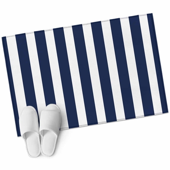 Navy Blue Striped Large Area Rugs for Bedroom Living Room, Soft Non Slip Carpet Bedside Rug, Modern Farmhouse Blue White Stripes Rectangular Floor Cover Kitchen Accent Rug 2'x3' for Office