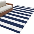 thumbnail image 1 of Navy Blue Striped Large Area Rugs for Bedroom Living Room, Soft Non Slip Carpet Bedside Rug, Modern Farmhouse Blue White Stripes Rectangular Floor Cover Kitchen Accent Rug 4'x6' for Office, 1 of 9