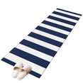 thumbnail image 1 of Navy Blue Striped Large Area Rugs for Bedroom Living Room, Soft Non Slip Carpet Bedside Rug, Modern Farmhouse Blue White Stripes Rectangular Floor Cover Kitchen Accent Rug 2'x6' for Office, 1 of 9