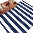 thumbnail image 1 of Navy Blue Striped Large Area Rugs for Bedroom Living Room, Soft Non Slip Carpet Bedside Rug, Modern Farmhouse Blue White Stripes Rectangular Floor Cover Kitchen Accent Rug 6'x9' for Office, 1 of 9