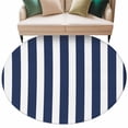 thumbnail image 1 of Navy Blue Striped Large Area Rugs for Bedroom Living Room, Soft Non Slip Carpet Bedside Rug, Modern Farmhouse Blue White Stripes Round Floor Cover Kitchen Accent Rug 6' for Dining Room/Office, 1 of 9
