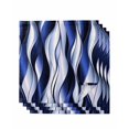 thumbnail image 1 of Navy Blue Striped Ombre Cloth Napkins Set of 4 Reusable Dinner Napkins, Modern Blue Moire Geometric Cocktail Napkin Washable Table Napkins for Wedding/Holiday Party/Baby Shower 20"x20", 1 of 7