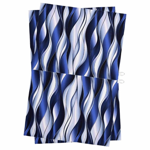 Navy Blue Striped Ombre Kitchen Towels Set of 2, Water Absorbent Dish Towel, Modern Blue Moire Geometric Decorative Hand Towels - Quick Drying Cloth for Cooking Baking, 18x28 Inch