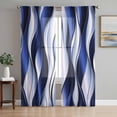 thumbnail image 1 of Navy Blue Striped Ombre Sheer Curtains 72 Inch Length 2 Panels Set, Modern Blue Moire Geometric Voile Window Treatment Rod Pocket Curtains Sheers Drapes for Bedroom/Living Room/Kitchen 52"x72"x2, 1 of 7