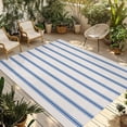 thumbnail image 1 of Navy Blue Striped Outdoor Rug 3x5 Ft - Reversible Patio Rug Outdoor Camping Rugs, Rustic Blue Stripe Modern Art Beige Washable Indoor Outdoor Area Rugs, Non-Slip Outdoor Carpet Runner for Deck/Porch, 1 of 8