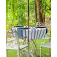 thumbnail image 1 of Navy Blue Striped Outdoor Tablecloth - 60 Inch Round Dining Table Cover, Navy Blue White Stripes Farmhouse Waterproof Outdoor Table Cloth with Umbrella Hole & Zipper for Picnic/Patio/Party, 1 of 5