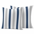 thumbnail image 1 of Navy Blue Striped Outdoor Waterproof Pillow Covers, Geometric Grey White Vertical Stripes Decorative Square Throw Pillowcase Sofa Cushion Sham for Patio/Couch/Chair, 16"x16" 2 Pack, 1 of 8