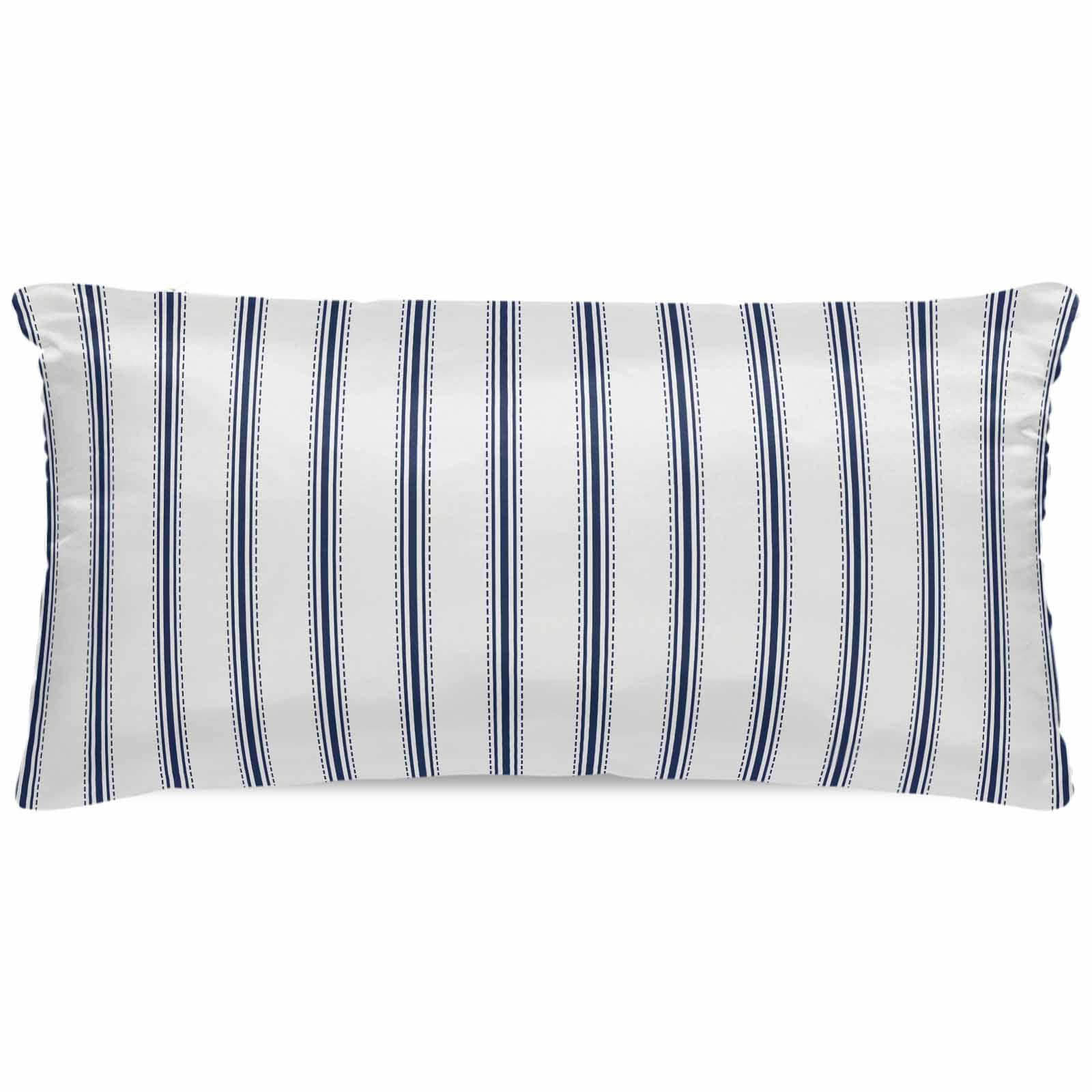 Navy Blue Striped Pillow Cases Cal King Size, Smooth Satin Pillowcase for Hair and Skin, Navy Blue White Stripes Farmhouse Decorative Cooling Bed Pillow Covers with Zipper, 20x40 Inches