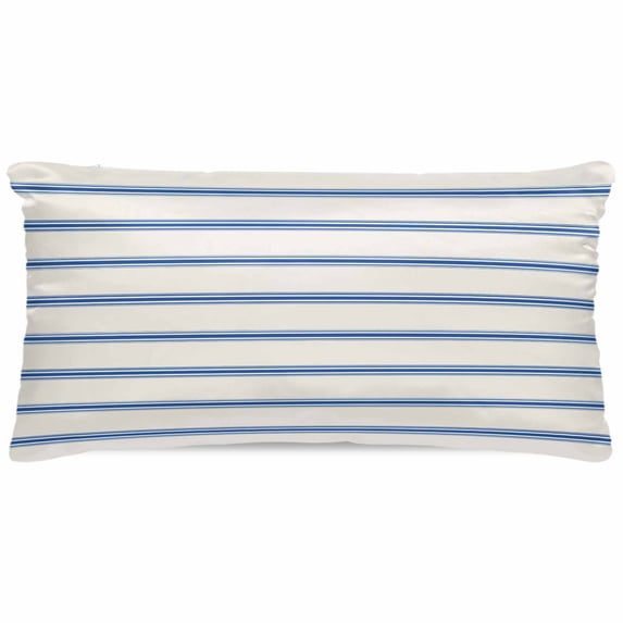 Navy Blue Striped Pillow Cases Cal King Size, Smooth Satin Pillowcase for Hair and Skin, Rustic Blue Stripe Modern Art Beige Decorative Cooling Bed Pillow Covers with Zipper, 20x40 Inches