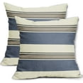 thumbnail image 1 of Navy Blue Striped Pillow Covers 18x18 Set of 2 Blue Brown Boho Stripe Pattern Cream Farmhouse Decorative Throw Pillows Outdoor Modern Print Linen Cushion Case with Zipper Decor for Sofa Couch Bed, 1 of 6