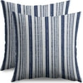 thumbnail image 1 of Navy Blue Striped Pillow Covers 20x20 Set of 2 Modern Stripes Textured Print Decorative Throw Pillow Cases Outdoor Boho Farmhouse Decoration for Sofa Couch Bed, 1 of 6