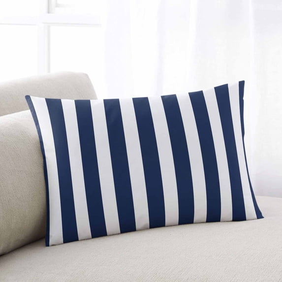 Navy Blue Striped Queen Pillow Covers,Modern Farmhouse Blue White Stripes Soft Breathable Throw Pillow Cases with Invisible Zipper,Decorative Pillowcase Pillows Protectors for Sofa Bed Chair 20"x30"