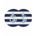 thumbnail image 1 of Navy Blue Striped Round 13 Inch Placemats Set of 2, Blue Anchor Nautical Farmhouse HeatResistant Non Slip Place Mats for Dining Table, Wipeable Braided Kitchen Table Mats for Housewarming, 1 of 9
