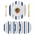 thumbnail image 1 of Navy Blue Striped Round 13 Inch Placemats Set of 4, Geometric Grey White Vertical Stripes HeatResistant Non Slip Place Mats for Dining Table, Wipeable Braided Kitchen Table Mats for Housewarming, 1 of 9