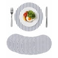 thumbnail image 1 of Navy Blue Striped Round 15 Inch Placemats Set of 8, Navy Blue White Stripes Farmhouse HeatResistant Non Slip Place Mats for Dining Table, Wipeable Braided Kitchen Table Mats for Housewarming, 1 of 9