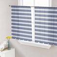 thumbnail image 1 of Navy Blue Striped Semi Sheer Curtains 45 Inch Length 2 Panels Set, Farmhouse Striped Geometric Art Sheer Kitchen Curtain Privacy Voile Window Curtain for Living Room Bedroom Rod Pocket Drapes, 1 of 7