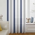 thumbnail image 1 of Navy Blue Striped Semi Sheer Curtains Drapes for Living Room,Bedroom,French Doors Window 45 Inches Long,Geometric Grey White Vertical Stripes Rod Pocket Chiffon Curtain Drapery Voile Draperies Panel, 1 of 6
