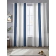 thumbnail image 1 of Navy Blue Striped Sheer Curtains for Living Room Bedroom Geometric Grey White Vertical Stripes Sheer Curtains 96 Inch Long 2 Panels Set Light Filtering Curtain Window Treatments Drapes, 1 of 6