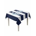 thumbnail image 1 of Navy Blue Striped Table Cloth, Blue Anchor Nautical Farmhouse Waterproof Tablecloth for Square Tables, Reusable Washable Fabric Table Cover for Restaurant Kitchen Dining Tables 60"x60", 1 of 6
