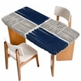 thumbnail image 1 of Navy Blue Striped Table Cloths for 3 Foot Rectangle Tables, Farmhouse Stripes Modern Abstract Art Patio Waterproof Elastic Fitted Tablecloths, Washable Rectangular Table Cover for Camping, 1 of 8