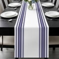 thumbnail image 1 of Navy Blue Striped Table Runner 48 Inches Long, Modern White Striped Abstract Art Aesthetics Kitchen Coffee Dining Table Decoration for Home Party Birthday Wedding Home Decor 13x48 Inches, 1 of 8