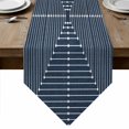 thumbnail image 1 of Navy Blue Striped Table Runner Linen Burlap Table Runner 72 Inches Long Farmhouse Stripes Geometric Abstract Dresser Scarves for Kitchen Island Coffee Dining Room Party Wedding Holiday Decor 14"x72", 1 of 8