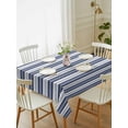 thumbnail image 1 of Navy Blue Striped Tablecloth Rectangle Table Cloth 60x102, Waterproof Tablecloth Outdoor Table Cloth, Farmhouse Striped Geometric Art Washable Table Cover for Kitchen Dinning Party, 1 of 8