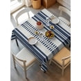 thumbnail image 1 of Navy Blue Striped Tablecloth Square Table Cloth 54x54, Waterproof Outdoor Table Cloth Covers Decorative Table Protector, Farmhouse Geometric Stripe Washable Table Cover for Kitchen Dinning Party, 1 of 8