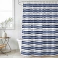 thumbnail image 1 of Navy Blue Striped Waterproof Fabric Shower Curtain,Farmhouse Striped Geometric Art Waterproof Fabric Shower Curtain for Bathroom Curtains Bathtubs Hotel Shower Curtains with 12 Hooks Small 36x72in, 1 of 8