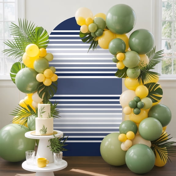 Navy Blue Stripes Arch Backdrop Cover 5 FT, Minimalist Stripe Modern Gradient Industrial Wedding Arch Cover Stretchy Backdrop Stands Covers for Birthday Party Ceremony Banquet Decor