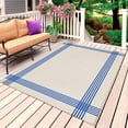 thumbnail image 1 of Navy Blue Stripes Outdoor Rug for Patio/Deck/Porch, Non-Slip Large Area Rug 6 x 9 Ft, Beige Country Modern Simple Striped Indoor Outdoor Rugs Washable Area Rugs, Reversible Camping Rug Carpet Runner, 1 of 8