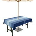 thumbnail image 1 of Navy Blue Stripes Outdoor Tablecloths with Umbrella Hole and Zipper, Waterproof/Stain Resistant Rectangle Table Cloth 60x84 Patio Table Cover for Picnic/Party Gradient Modern Minimalist Geometric, 1 of 6