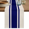 thumbnail image 1 of Navy Blue Stripes Table Runner 70 Inches, Geometric Vintage Country Simple Bed Runner Dresser Scarves Tabletop for Indoor Outdoor Parties/Ceremony/Banquet, 13" x 70", 1 of 9