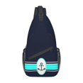 thumbnail image 1 of Navy Blue Stripes l Anchor Sling Crossbody Chest Bag Men Fashion Shoulder Backpack for Camping Biking, 1 of 7