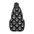 thumbnail image 1 of Fashion Navy Blue Stripes l Anchor Boat Sling Bags for Cycling Camping Men Crossbody Chest Backpack Shoulder Daypack, 1 of 7