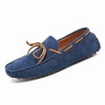 thumbnail image 1 of Navy Blue Suede Tassel Tie Driving Loafers for Men, 1 of 9