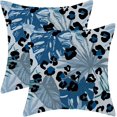 thumbnail image 1 of Navy Blue Summer Pillow Covers 18 x 18 Inch, Tropical Palm Leaf cheetah Spot Outdoor Decor Throw Pillows for Couch, Leopard Polka Abstract Art Decorative Pillowcase Linen Cushion Cover Set of 2, 1 of 6