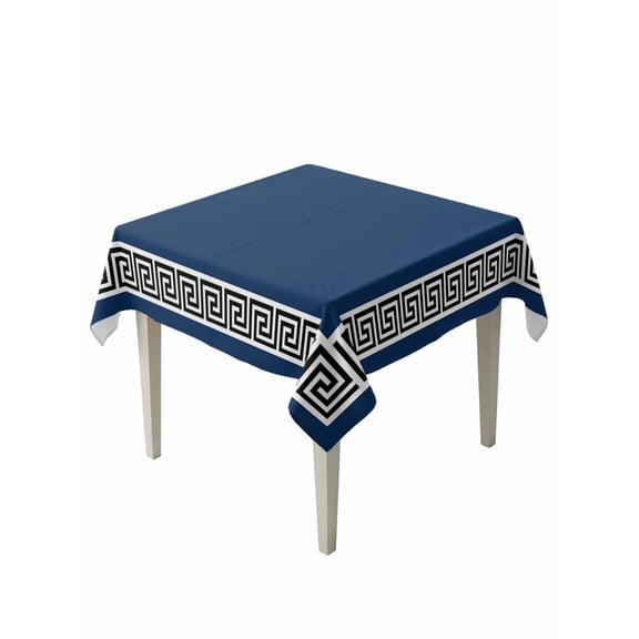 Navy Blue Suqare Tablecloth - 54 x 54 Inch, Black Modern Geometric Abstract Art Aesthetics Waterproof & StainResistant Tablecloth, Oil-proof Table Cover for Dining/Party/Wedding/Camping/Buffet