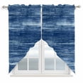 thumbnail image 1 of Navy Blue Swag Valances for Windows 2 Pack Modern Abstract Gradient Blue Lines Texture Swag Kitchen Curtains 36 Inches Long Rod Pocket Short Window Treatment for Kitchen Bathroom 36"x36", 1 of 9
