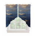thumbnail image 1 of Navy Blue Swag Valances for Windows, Luxury Golden Modern Abstract Art Rod Pocket Sheer Valances for Small Windows, Swag Toppers Light Filtering for Kitchen Living Room 2 Panels 36''x36'', 1 of 3