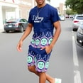thumbnail image 1 of Navy Blue T-Shirt & Shorts Set " I Loveey Mommy " Tee with Fun Green & Pink Pattern, 1 of 5