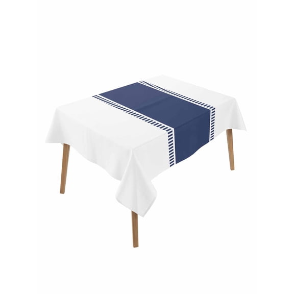 Navy Blue Table Cloth 52x70 Inch Rectangle, Stripes Solid Color Waterproof Tablecloth Washable Table Cover for Party Picnic Dinner Decor