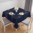 thumbnail image 1 of Navy Blue Table Cloth Waterproof Tablecloths, Spring Flora Tablecloth Dining Table Cover for Kitchen Party Tabletop Outdoor, Square Tablecloth 54x54 Inch, 1 of 9